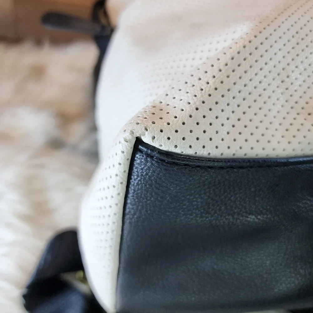 Betsey Johnson Black & White Bow Faux Leather Backpack